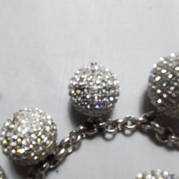 Neiman Marcus silver disco ball with rhinestones layered necklace - Picture 8 of 9
